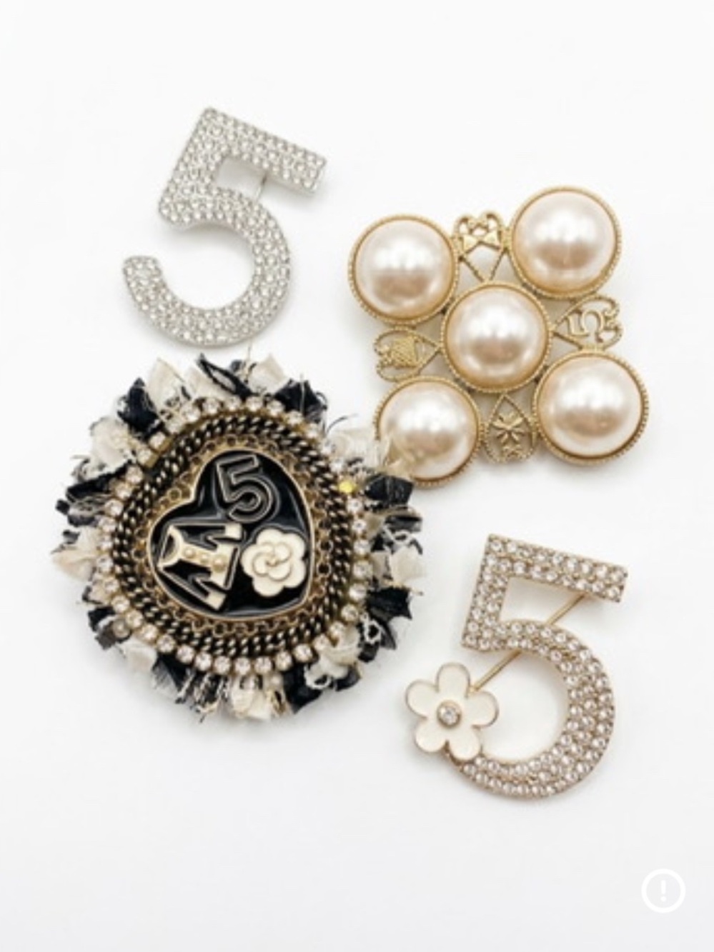 Black & Gold Pearl Cluster Brooch Set
